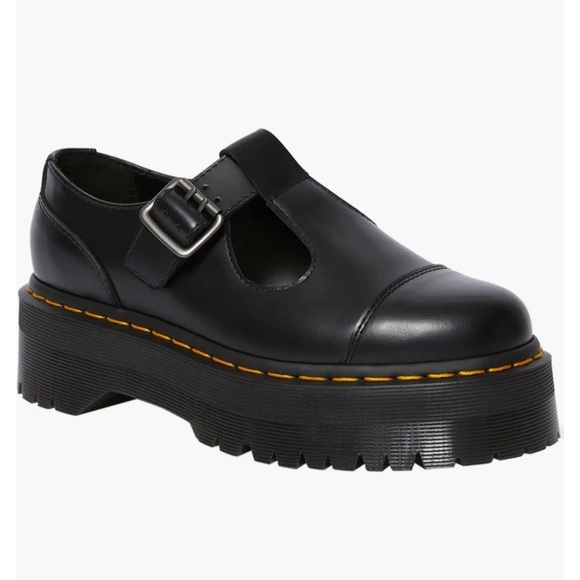 Dr. Martens Shoes - Dr. Martens Black Platform T-Bar Shoes